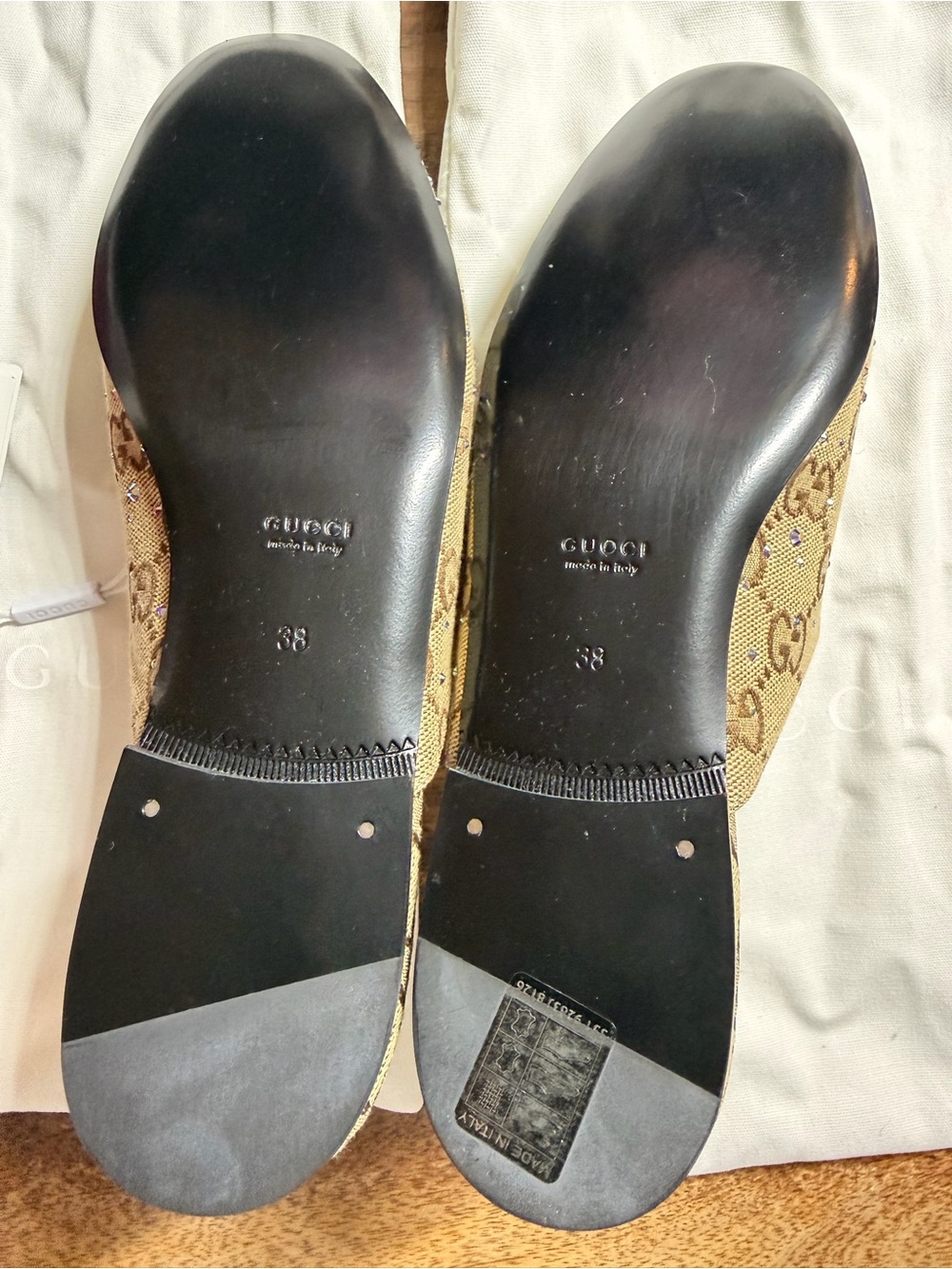 Gucci Beige & Brown GG Canvas Backless Mule with Gold Horsebit - Picture 6 of 9